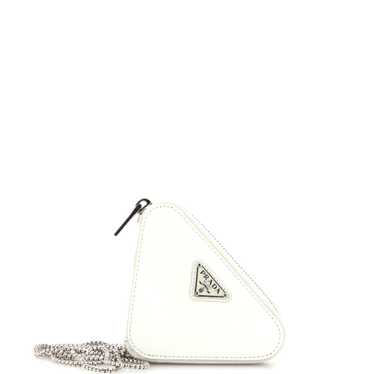 PRADA Triangle Pouch Bag with Chain Brushed Leathe