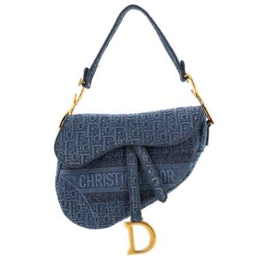 Christian Dior Saddle Handbag Oblique Denim Medium - image 1