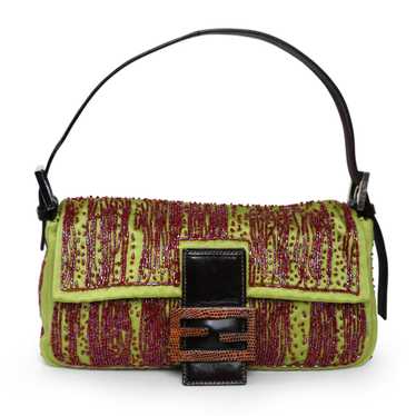 FENDI Glitter Lime and Red Baguette Handbag, Lime… - image 1