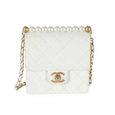 Chanel Chanel White Quilted Goatskin Vertical Chi… - image 1