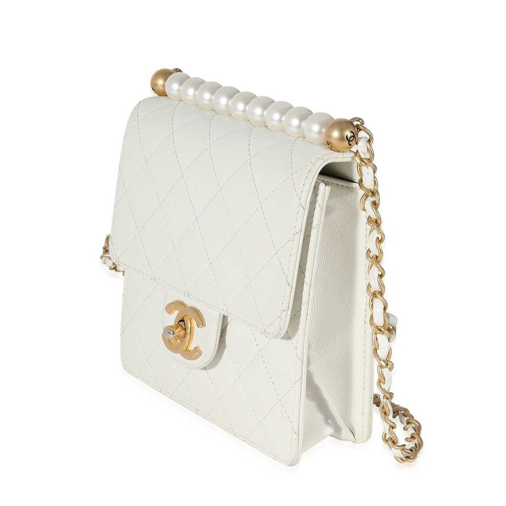 Chanel Chanel White Quilted Goatskin Vertical Chi… - image 2