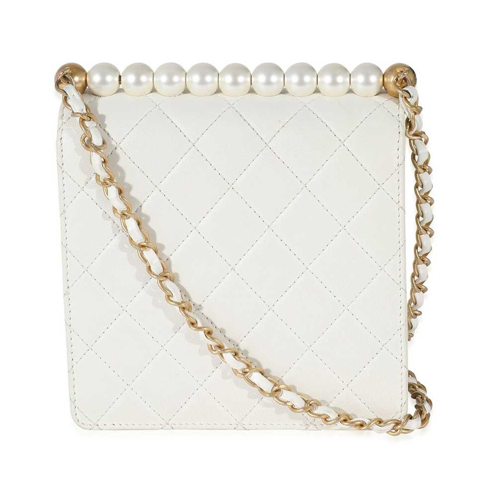 Chanel Chanel White Quilted Goatskin Vertical Chi… - image 3