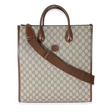 Gucci Gucci Beige GG Supreme Canvas Brown Leather… - image 1