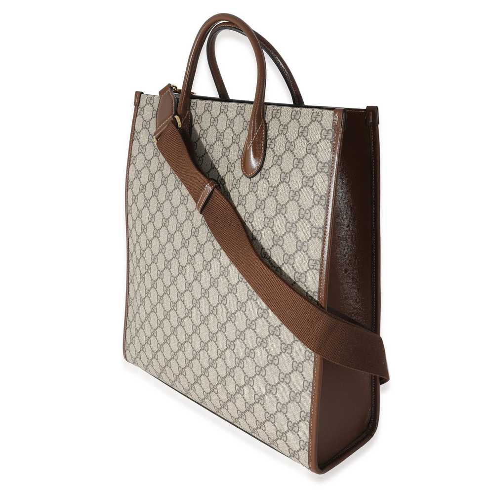 Gucci Gucci Beige GG Supreme Canvas Brown Leather… - image 2