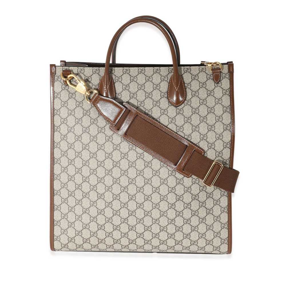 Gucci Gucci Beige GG Supreme Canvas Brown Leather… - image 4