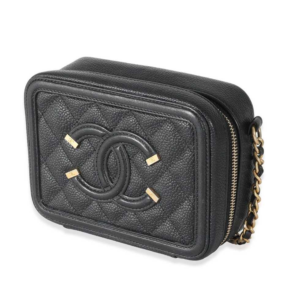 Chanel Chanel Black Quilted Caviar CC Filigree Va… - image 2