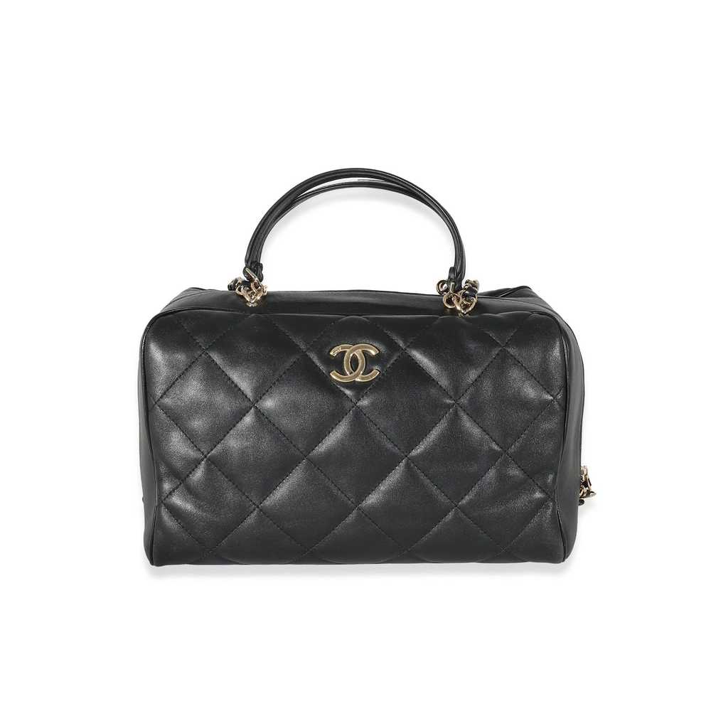 Chanel Chanel Black Quilted Lambskin CC Chain Zip… - image 1
