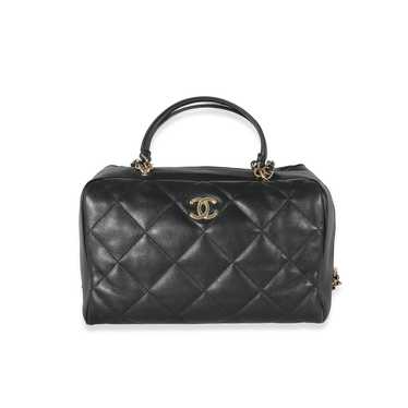Chanel Chanel Black Quilted Lambskin CC Chain Zip… - image 1