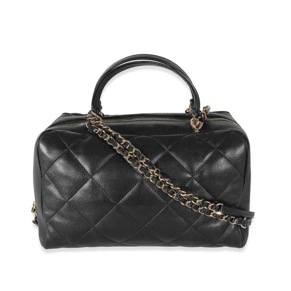 Chanel Chanel Black Quilted Lambskin CC Chain Zip… - image 4
