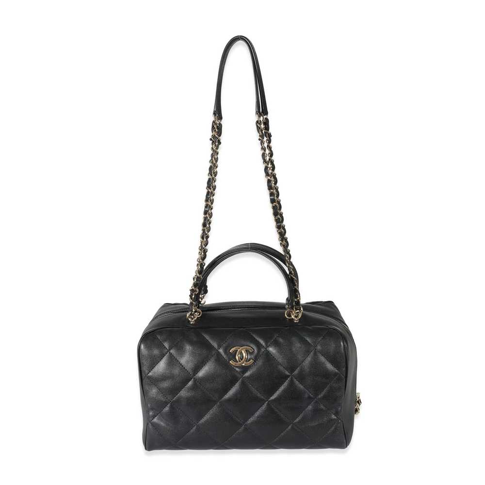 Chanel Chanel Black Quilted Lambskin CC Chain Zip… - image 6