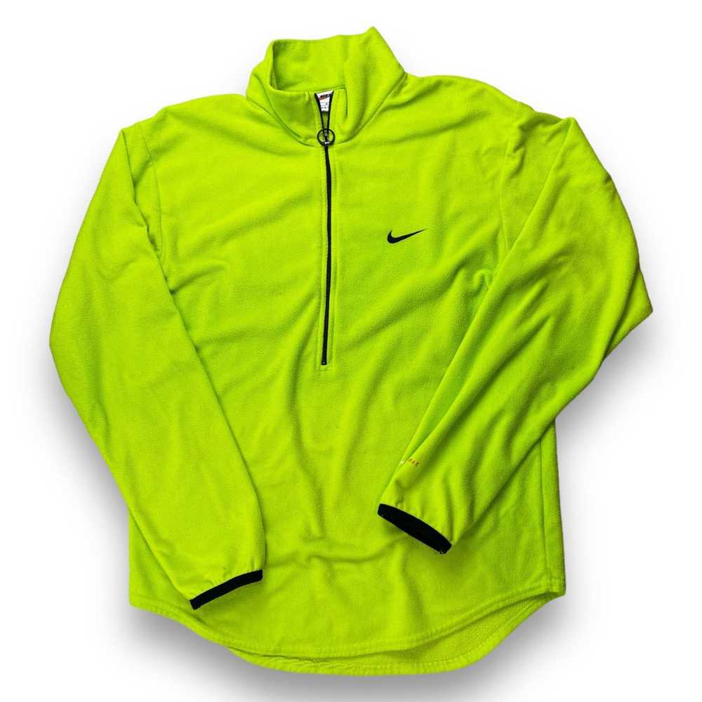 Nike × Vintage 90s Vintage Neon Green Nike Fleece… - image 1