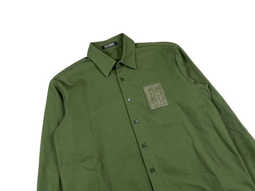 Raf Simons Raf Simons Army Green Leather Tag Shirt - image 3
