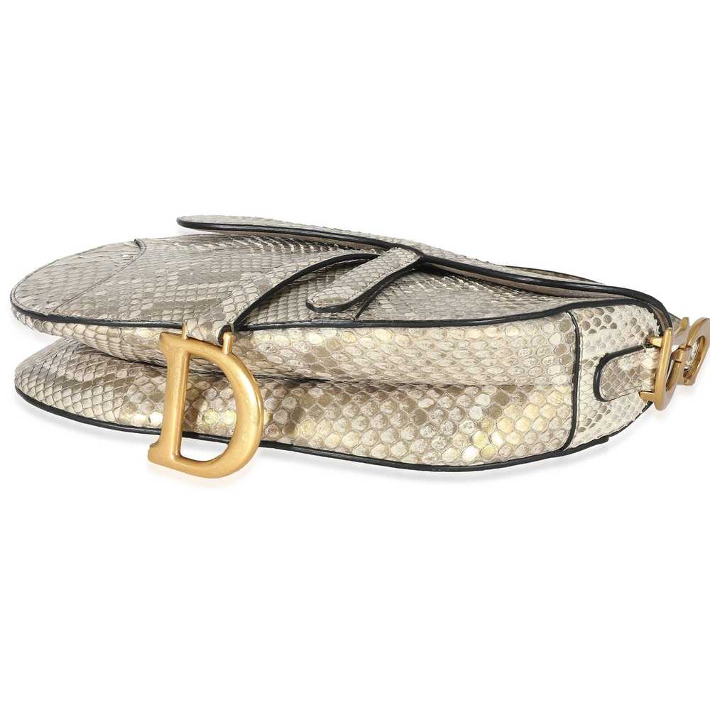Dior Christian Dior Gold Metallic Python Saddle B… - image 6