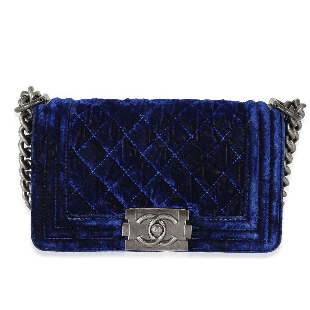 Chanel Chanel Royal Blue Velvet Small Boy Bag - image 1