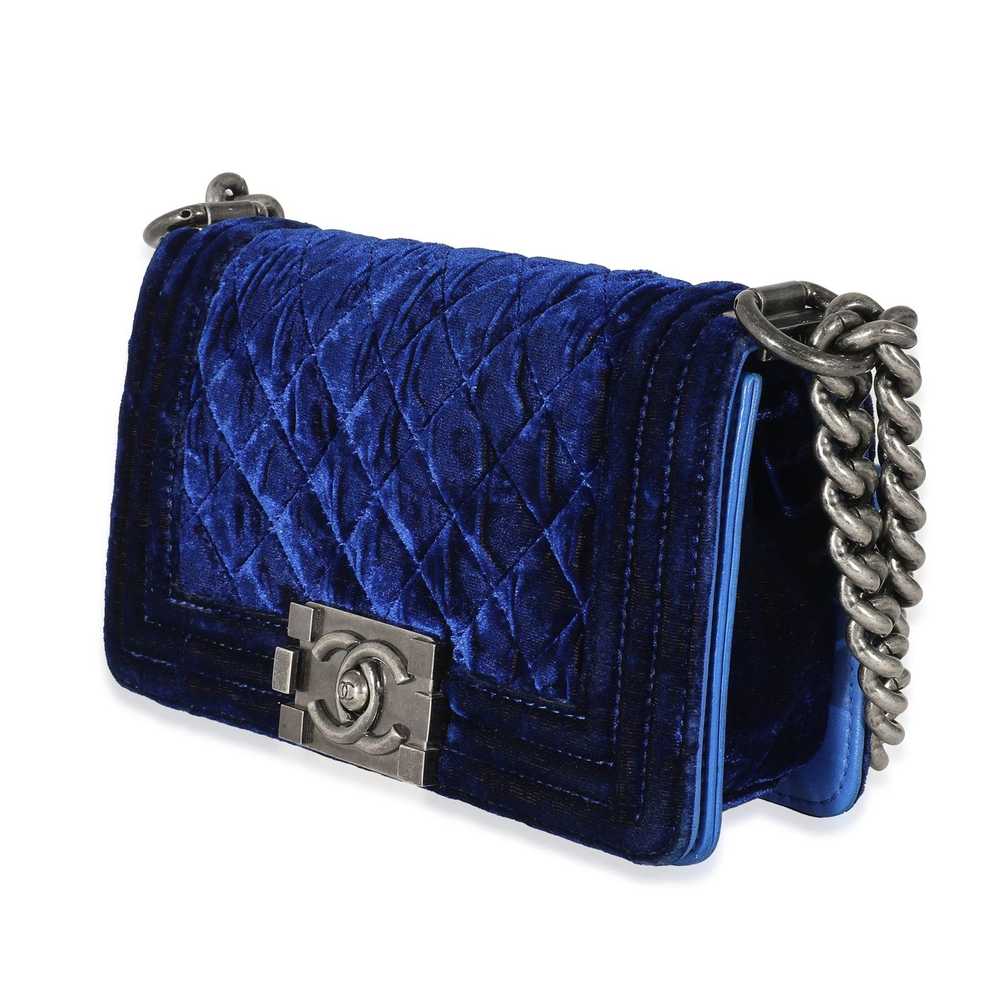 Chanel Chanel Royal Blue Velvet Small Boy Bag - image 2