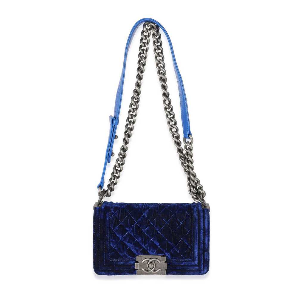 Chanel Chanel Royal Blue Velvet Small Boy Bag - image 4