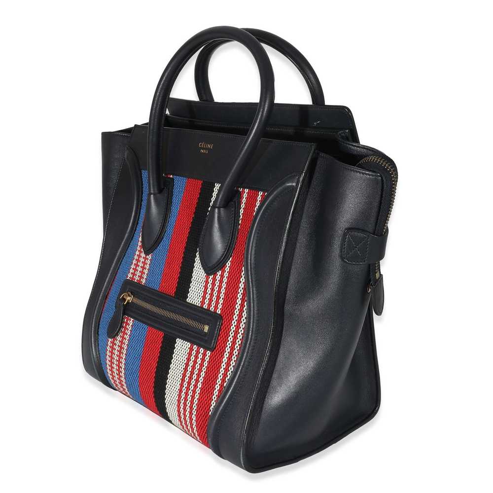 Celine Celine Smooth Navy Calfskin Canvas Stripe … - image 2