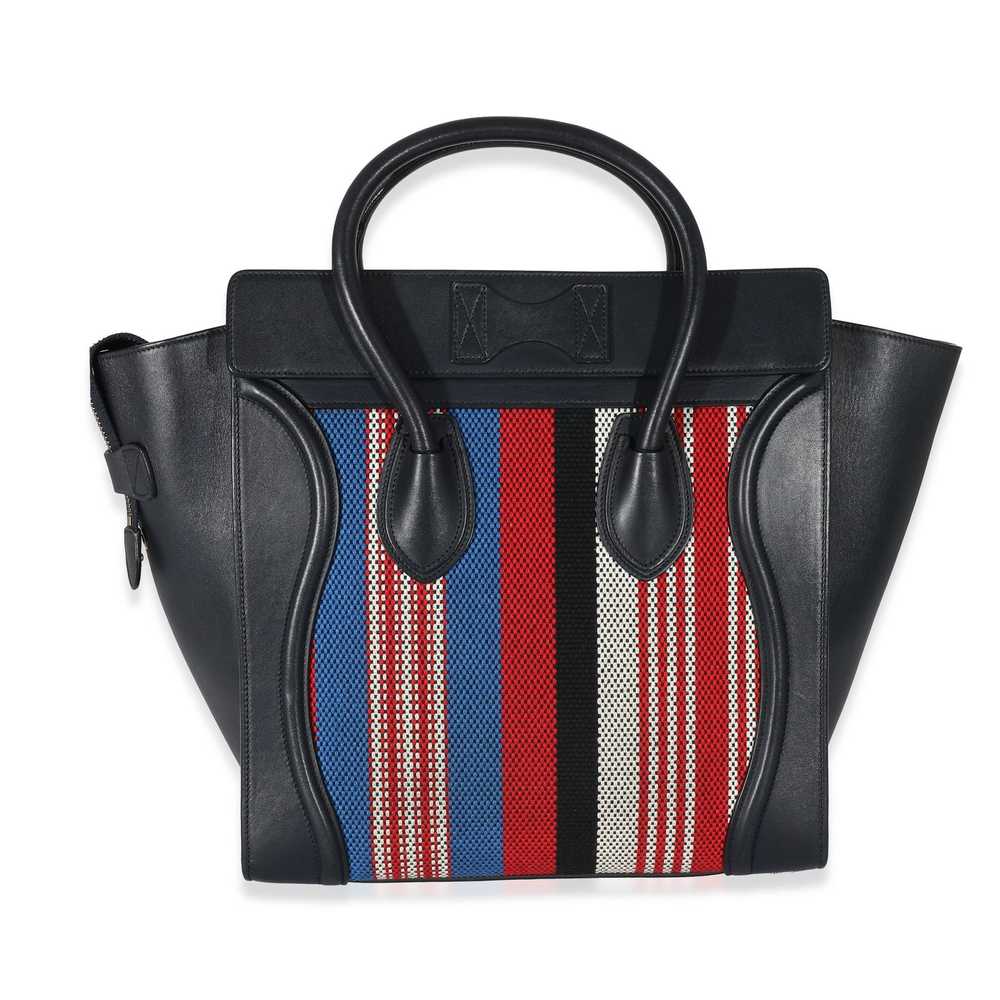 Celine Celine Smooth Navy Calfskin Canvas Stripe … - image 3