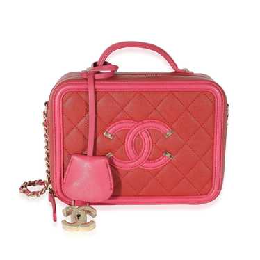 Chanel Chanel Red Pink Caviar Mini Filigree Vanit… - image 1