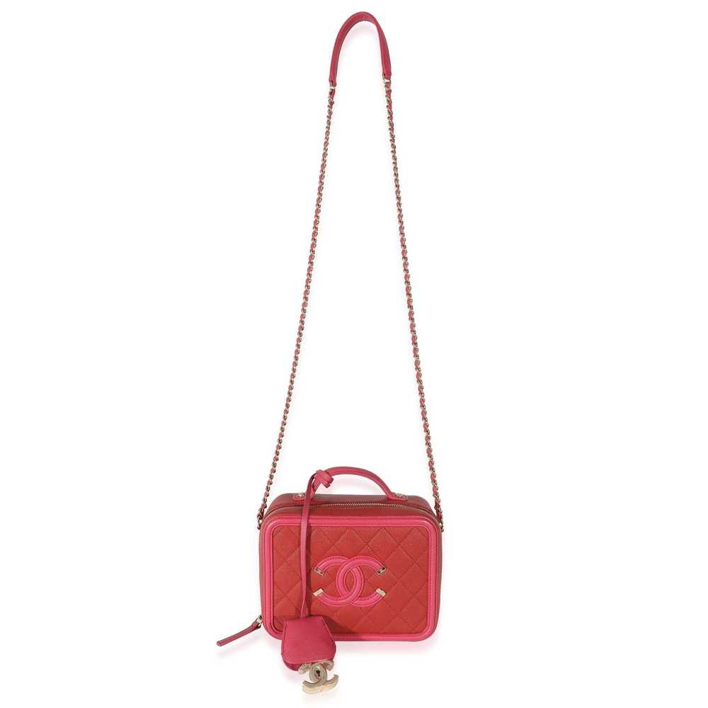 Chanel Chanel Red Pink Caviar Mini Filigree Vanit… - image 4