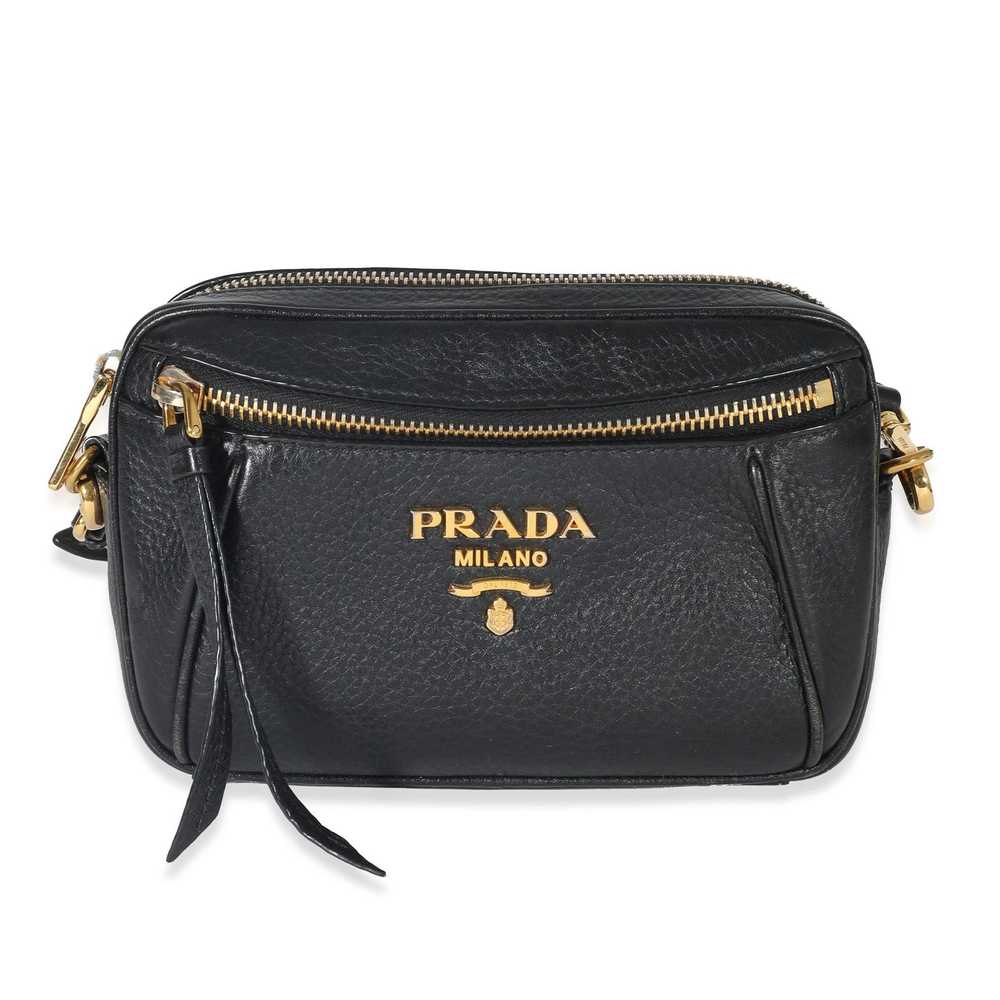 Prada Prada Black Vitello Daino Convertible Belt … - image 1