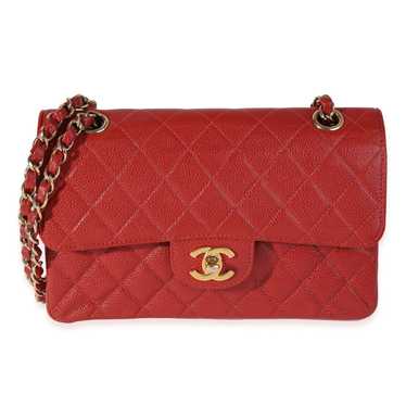 Chanel Chanel Red Quilted Caviar Small Classic Do… - image 1