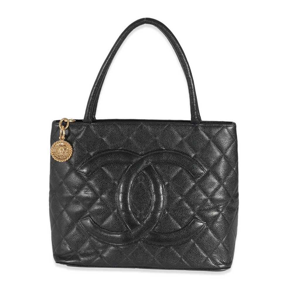 Chanel Chanel Vintage Black Caviar Medallion Tote - Gem