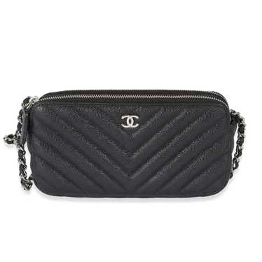 Chanel Chanel 17S Black Caviar Chevron Double Zip… - image 1