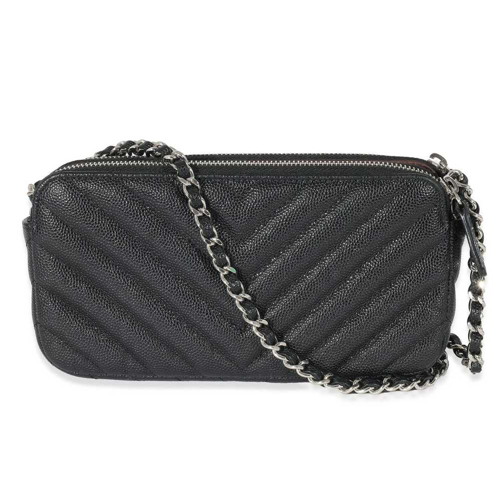 Chanel Chanel 17S Black Caviar Chevron Double Zip… - image 3