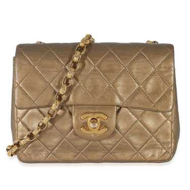 Chanel Chanel Vintage Quilted Metallic Gold Leath… - image 1