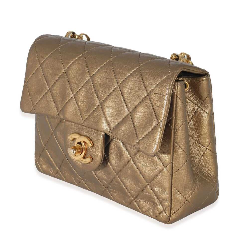Chanel Chanel Vintage Quilted Metallic Gold Leath… - image 2