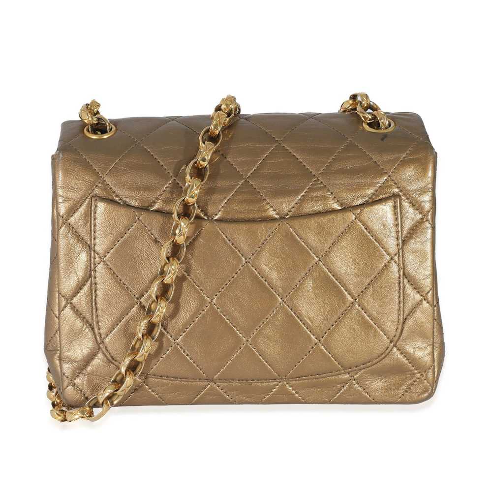 Chanel Chanel Vintage Quilted Metallic Gold Leath… - image 3