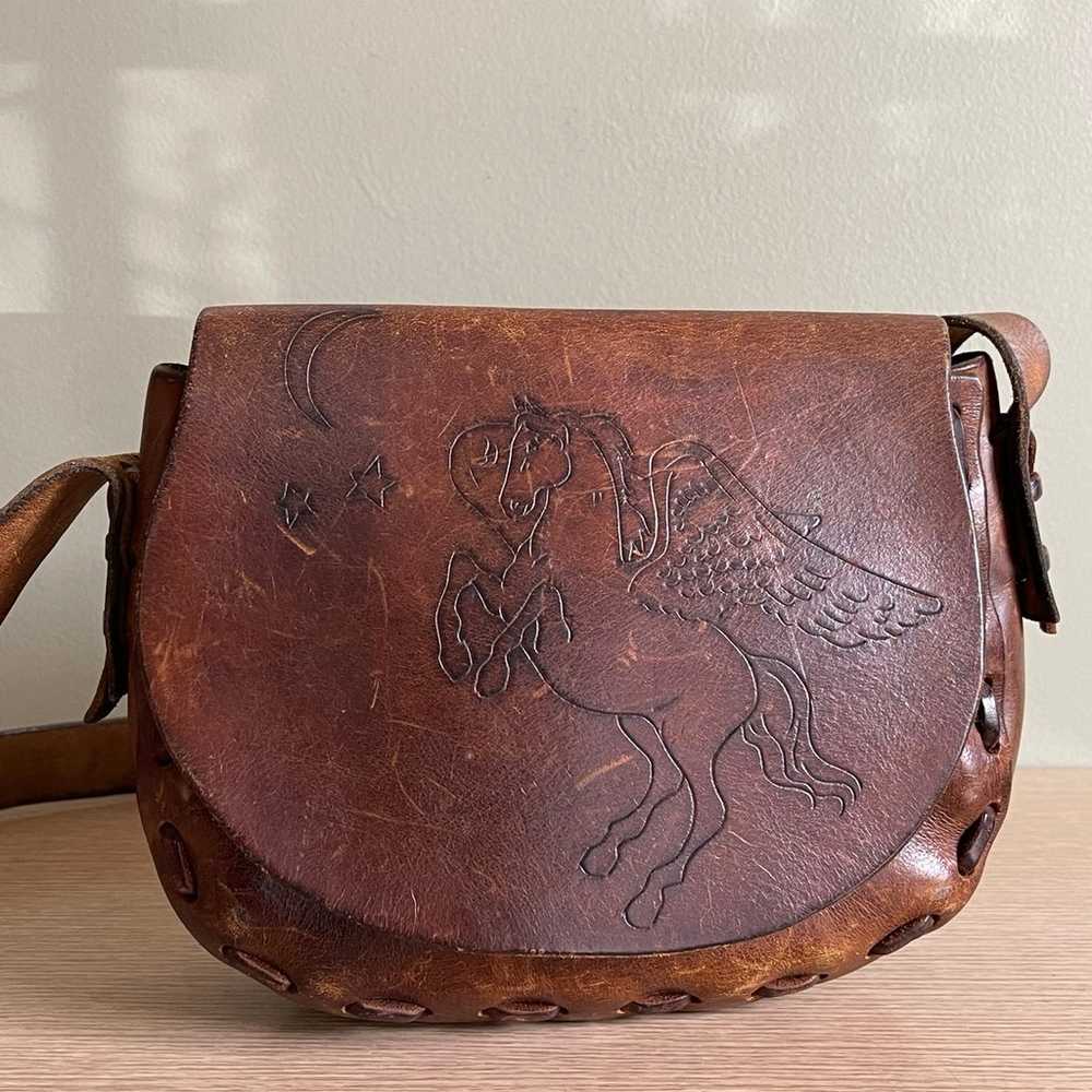 Vintage 70s boho leather purse - image 1