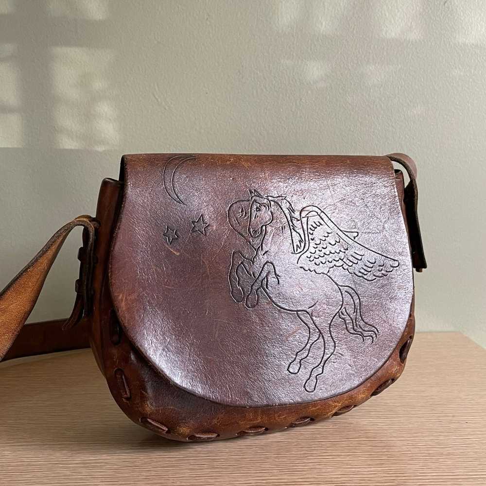 Vintage 70s boho leather purse - image 2