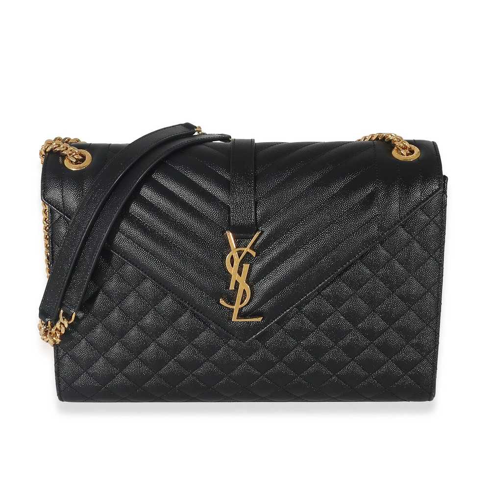 Yves Saint Laurent Saint Laurent Black Grain De Poudre Mix Matelassé Large Envelope Flap Bag