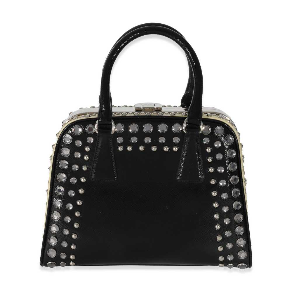 Prada Prada Black White Saffiano Patent Pyramid S… - image 3