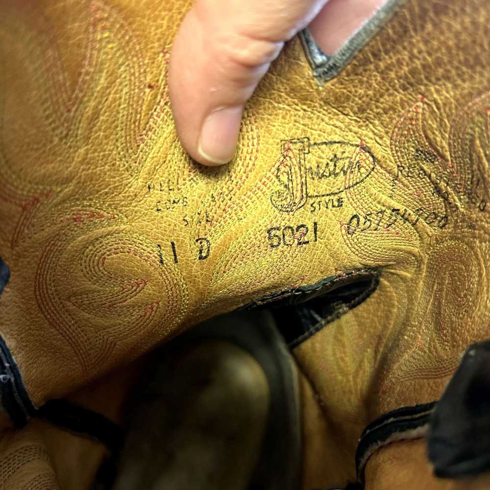 Justin Boots Vtg TEKNO CREPE Leather Cowboy Weste… - image 9