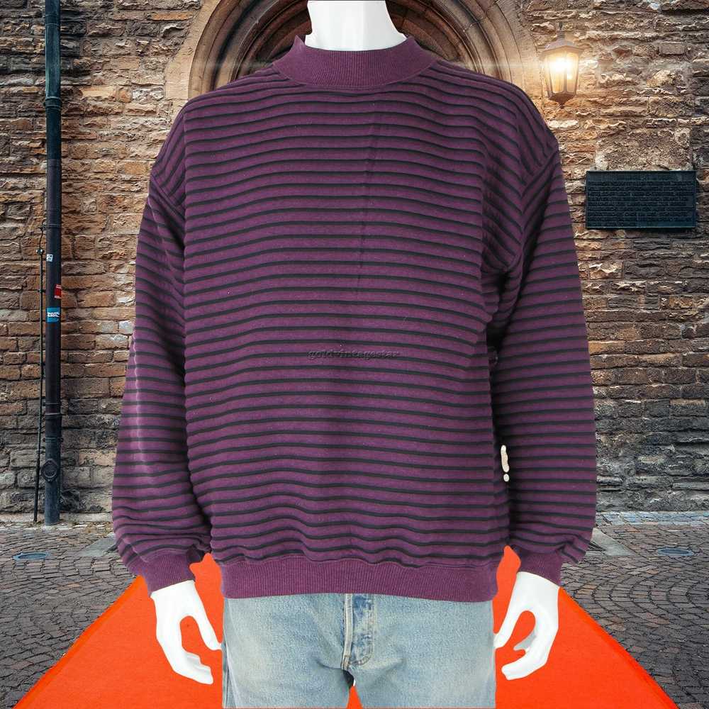 Other Vintage Koman 3D Ribbed Striped Sweater L - image 2