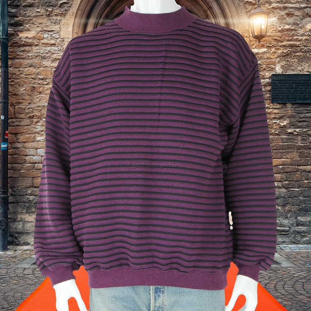 Other Vintage Koman 3D Ribbed Striped Sweater L - image 3