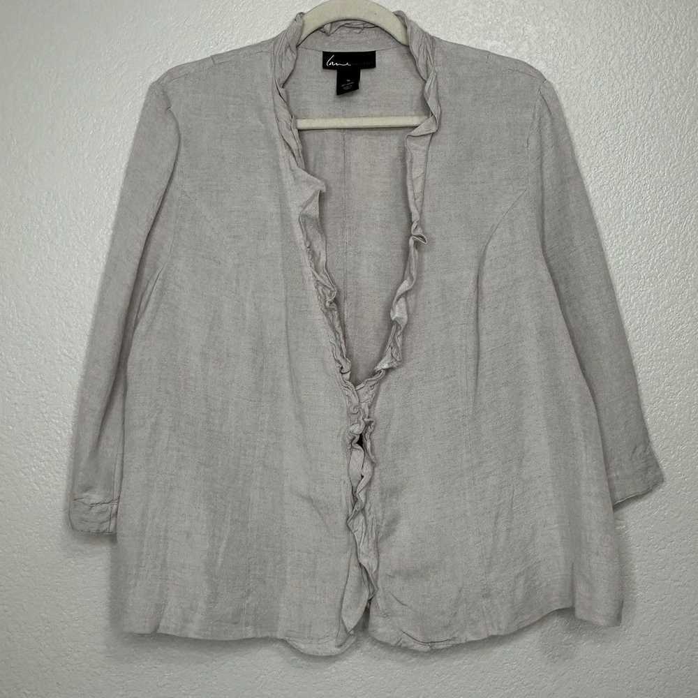 Other Lane Bryant Linen Blend Gray Ruffle 3/4 Sle… - image 1