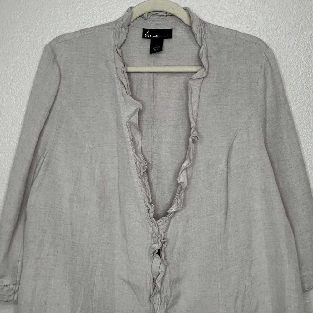 Other Lane Bryant Linen Blend Gray Ruffle 3/4 Sle… - image 3