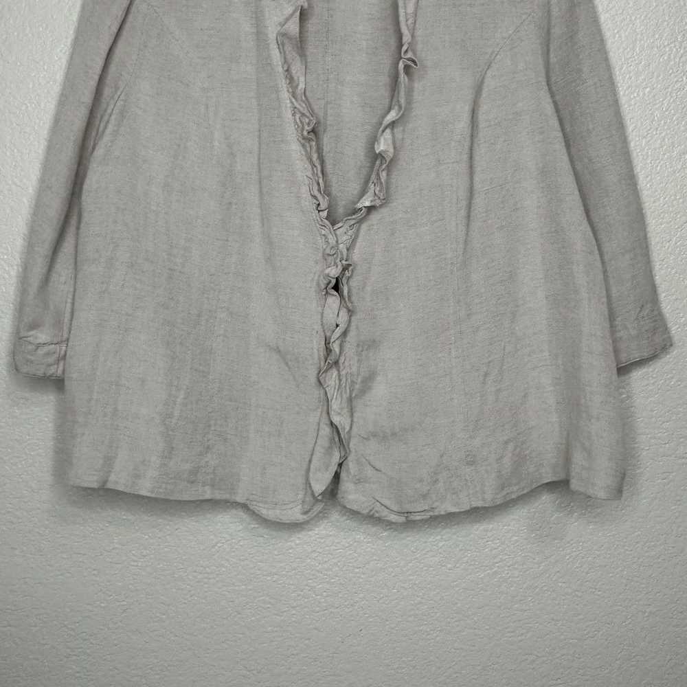 Other Lane Bryant Linen Blend Gray Ruffle 3/4 Sle… - image 4