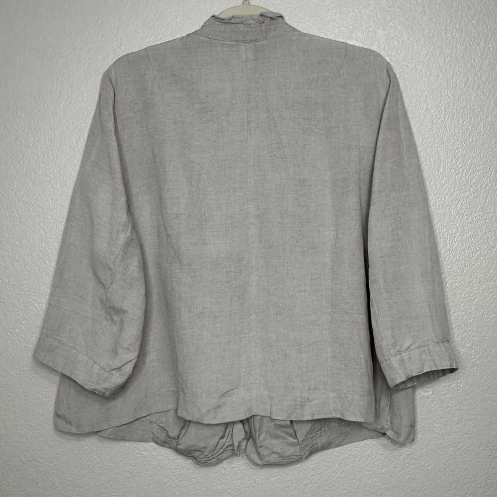 Other Lane Bryant Linen Blend Gray Ruffle 3/4 Sle… - image 5