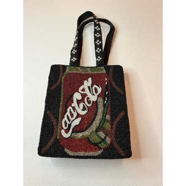 COCA-COLA Rare Vintage Hand Beaded Tote Handbag P… - image 1