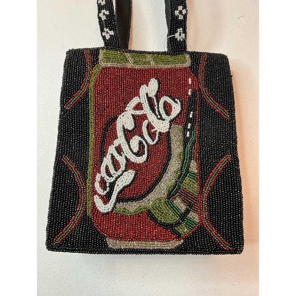 COCA-COLA Rare Vintage Hand Beaded Tote Handbag P… - image 2