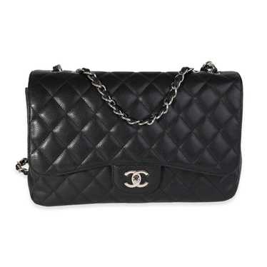 Chanel Chanel Black Quilted Caviar Jumbo Classic … - image 1
