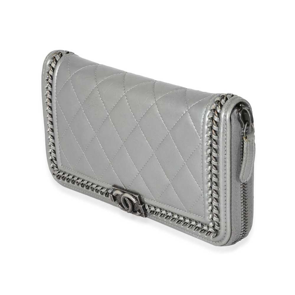 Chanel Chanel Metallic Silver Calfskin Zip Around… - image 2