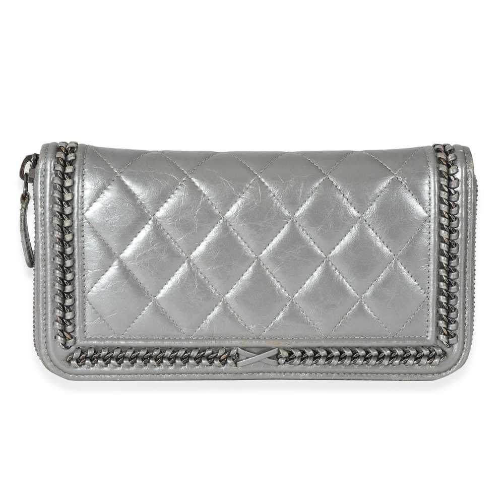 Chanel Chanel Metallic Silver Calfskin Zip Around… - image 3