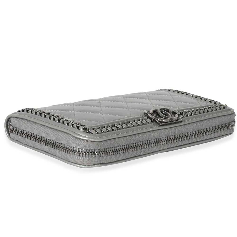 Chanel Chanel Metallic Silver Calfskin Zip Around… - image 4