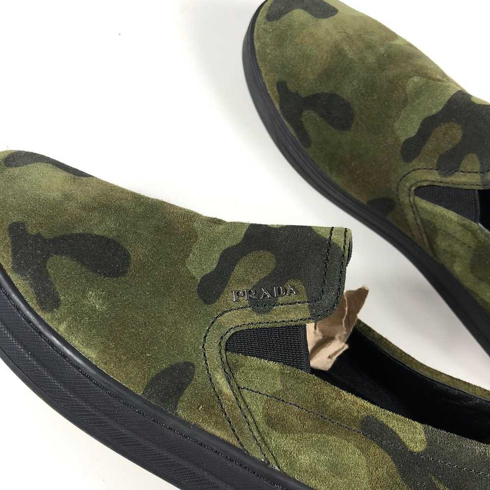 Prada Prada suede leather camo sneakers slip ons … - image 7